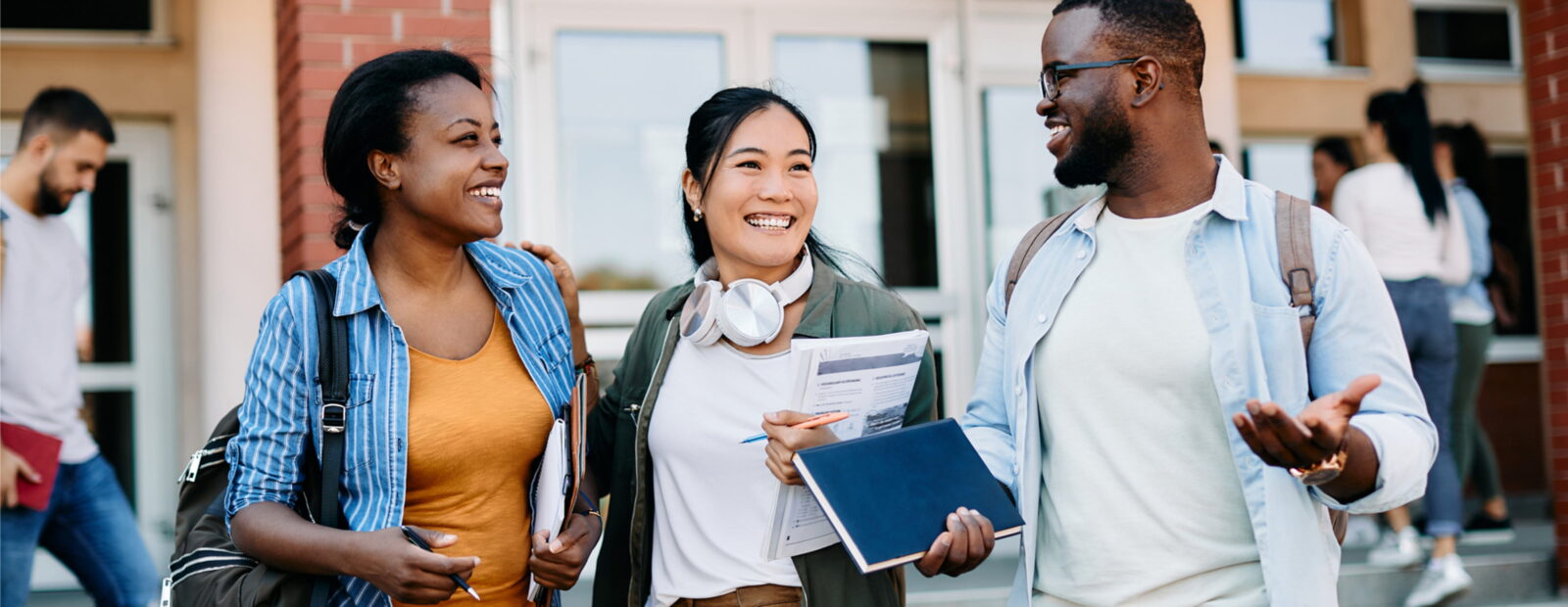 Students interacting outside