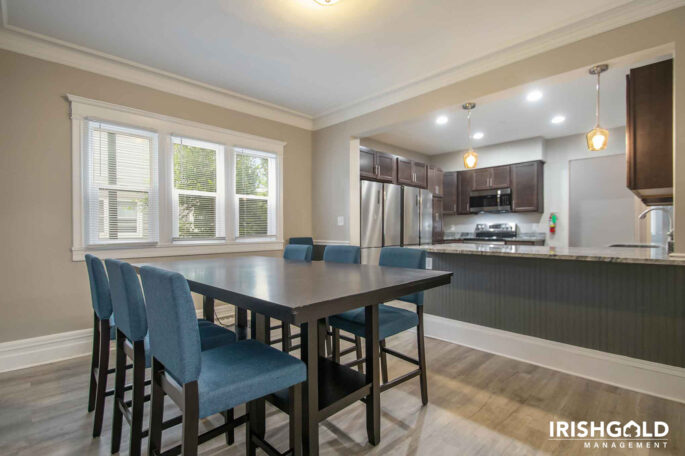 dining table and kitchen